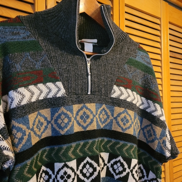 Vintage Quarter Zip-up Neck Pullover Sweater - Picture 5 of 6